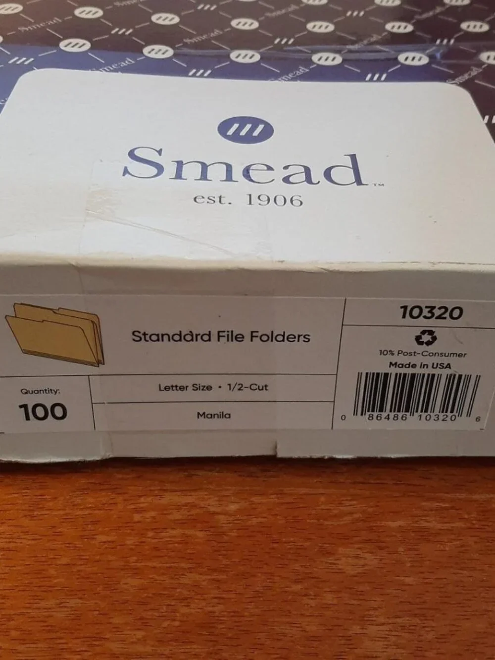 NEW OPEN BOX ! Smead Manila File Folders Letter Sz Straight Pack 100 SMD 10320
